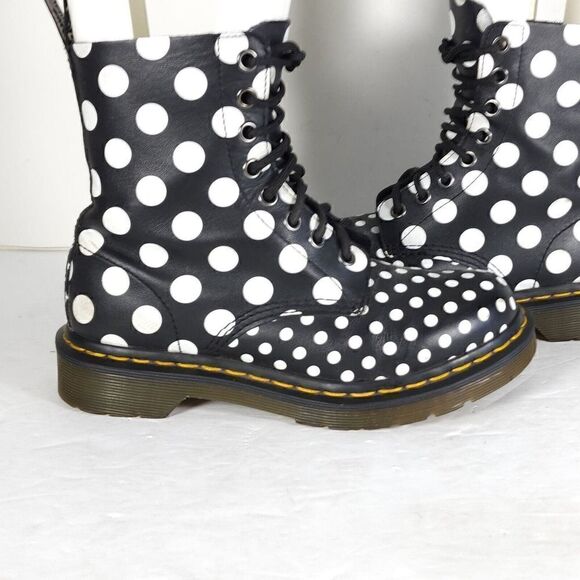 Dr Martens Women’s US5 Pascal Polka Dot Black White Soft Leather Ankle Boots - Picture 9 of 12